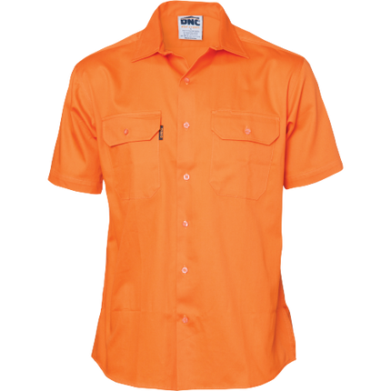 DNC Workwear Mens Cotton Drill Safety Shirt Short Sleeve Comfortable  3201-KarWorkwear