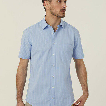 NNT Mens Avignon Pinstripe Short Sleeve Shirt Casual Regular Fit Business CATJDM-KarWorkwear