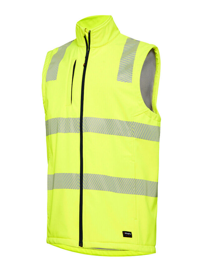 KingGee Mens Reflective Soft Shell Vest Durable Ripstop Fleece Waterproof K55025-KarWorkwear