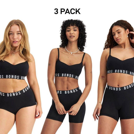 Bonds Womens Icons Wirefree Bra Soft Cotton Stretch Jacquard Elastic 3 Pack YWL4-KarWorkwear