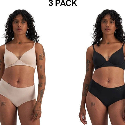 Bonds Womens Invisible Freecuts Full Brief Light Sleek Full Coverage 3 Pack WRCT-KarWorkwear