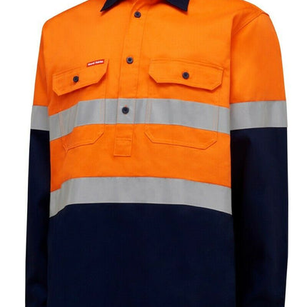 Hard Yakka Mens Core Hi-Vis Job Site Safety Tough Cotton Work Shirt Taped Y04615-KarWorkwear