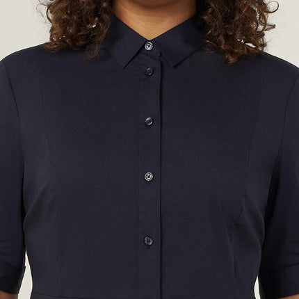 NNT Womens Avignon Shirt Dress Fit Flare Collared Elbow Length Cotton CAT69K-KarWorkwear