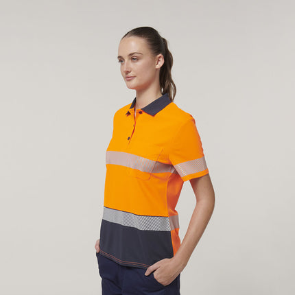 Hard Yakka Womens Safety Work Short Sleeve HI VIS Taped Polo Y08602-KarWorkwear