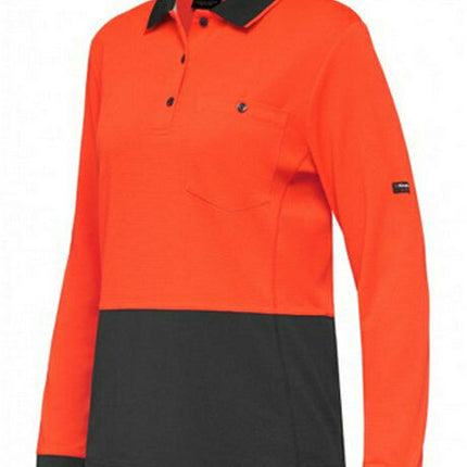 KingGee WorkCool Womens Spliced Polo L/S Comfort Work Safety Hyperfreeze K44730-KarWorkwear