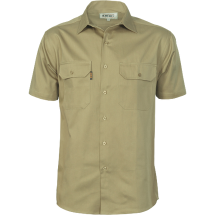 DNC Workwear Mens Cotton Drill Safety Shirt Short Sleeve Comfortable  3201-KarWorkwear