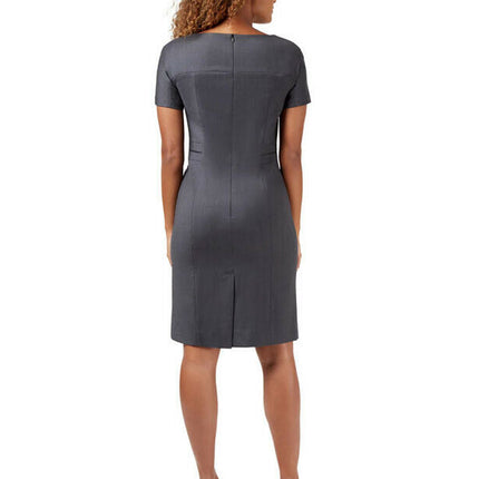 NNT Womens Sharkskin Short Sleeve Dress Classic Fit Stretch Knee Length CAT6BE-KarWorkwear