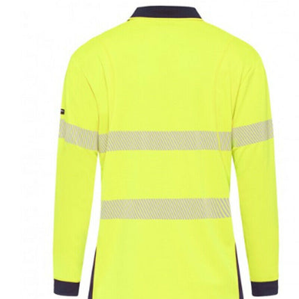 KingGee Mens Hi-Vis Workcool Summer Polo Shirt Long Sleeve Taped Work K54225-KarWorkwear