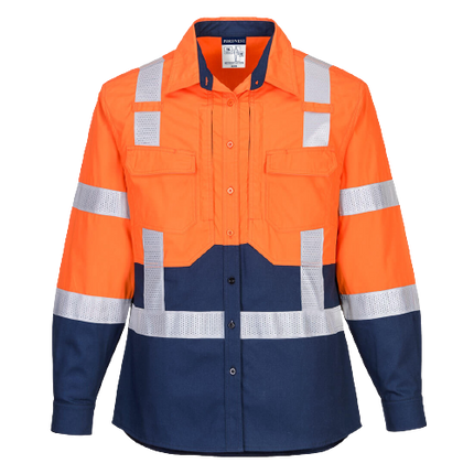 Portwest Ladies Hi-Vis Stretch Long Sleeve Shirt 2 Tone Reflective Safety LS502-KarWorkwear