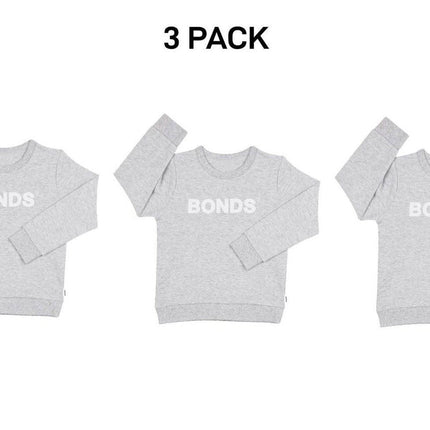 Bonds Kids Tech Sweats Pullover Soft Knitted Warm Cotton Poly Blend 3 Pack KVQTK-KarWorkwear