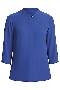 NNT Womens Anti Stain Georgette 3/4 Sleeve Blouse Mandarin Collar Classic CATU5W-KarWorkwear