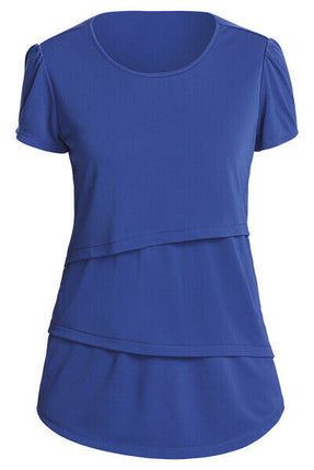 NNT Womens Short Sleeve Layered Top Curved Hemline Formal Comfy Business CATU7C-KarWorkwear