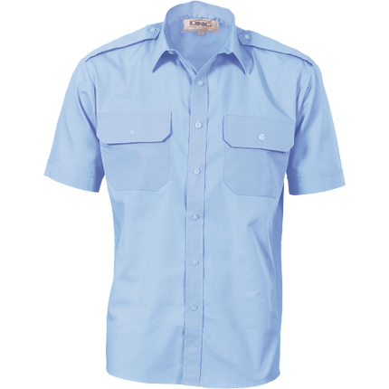 DNC Workwear Mens Epaulette Polyester Cotton Work Shirt Short Sleeve Casual 3213-KarWorkwear