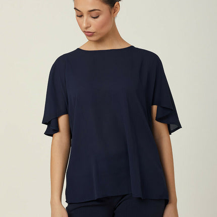 NNT Womens Georgie  Cape Short Sleeve Blouse Classic Fit Comfortable CATUKD-KarWorkwear