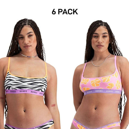 Bonds Womens Icons Scoop Crop Support Coverage and Confident Bra 6 Pack YWN8-KarWorkwear