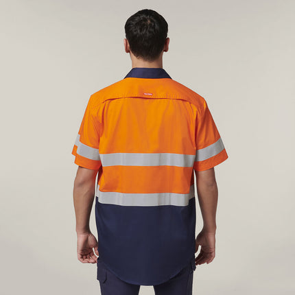 Hard Yakka Mens Short Sleeve HI Vis Reflective 2 Tone Taped Vented Shirt Y07754-KarWorkwear