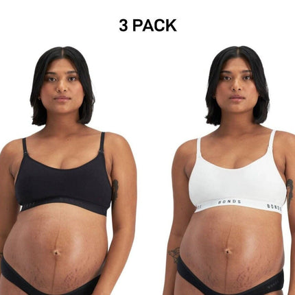 Bonds Womens Damn Dry Milk Leaks Scoop Crop Comfy Easy Feeding Clip 3 Pack YWQL-KarWorkwear