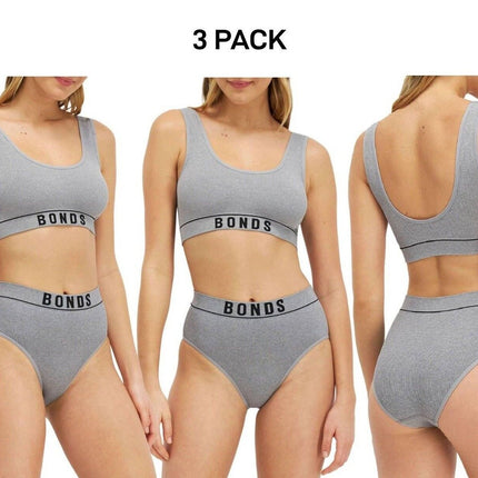Bonds Womens Retro Rib Seamless Hi Hi Bikini High Waist & High Leg 3 Pack WU8FT-KarWorkwear
