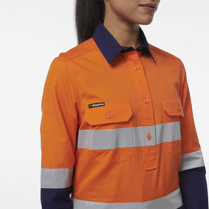 KingGee Women Workcool Vented Closed Front Reflective Shirt K44230-KarWorkwear