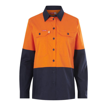 Hard Yakka Womens Long Sleeve HI Vis 2 Tone Reflective Vented Shirt Y08423-KarWorkwear