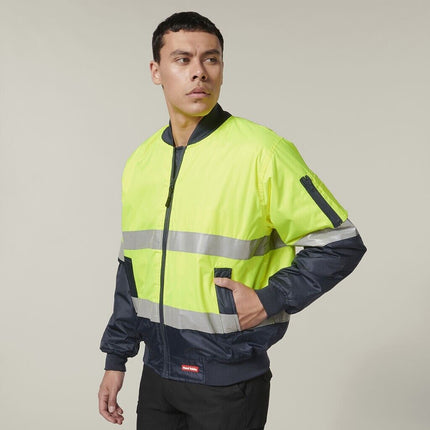 Hard Yakka Mens 2 Pack Core Hi Vis 2 Tone Taped Waterproof Bomber Jacket Y06675-KarWorkwear