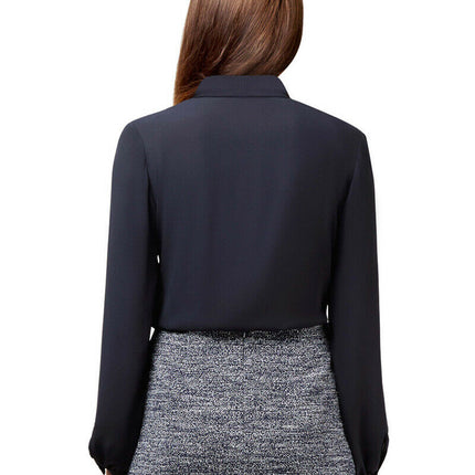 NNT Womens Formal Long Sleeve Tie Neck Blouse Soft Georgette Business CATUG4-KarWorkwear