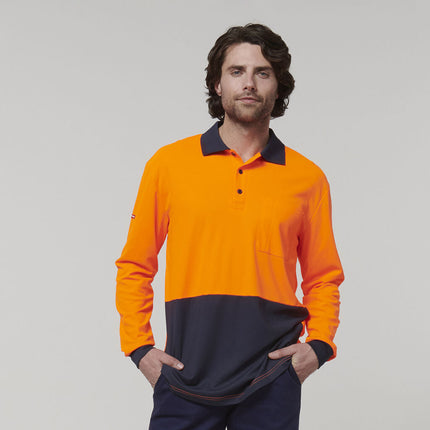 Hard Yakka Mens Safety Work Long Sleeve HI VIS Polo Y19617-KarWorkwear