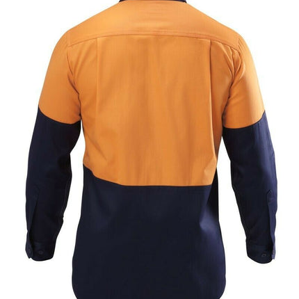 Hard Yakka Shirt Hi-Vis 2 Tone Long Sleeve Drill Work Safety Cotton Y07982-KarWorkwear