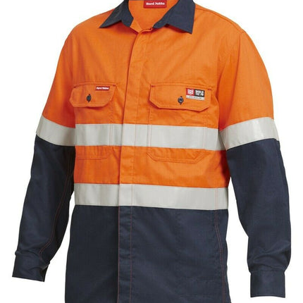 Mens Hard Yakka Protect Mining Work Hi-Vis Fire Resistant Safety Shirt Y04350-KarWorkwear