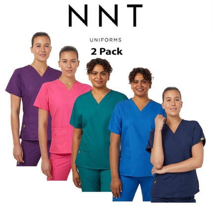 NNT Womens 2 Pack Wonderwink Origins V Neckline Comfy Scrub Top Bravo CATU66-KarWorkwear