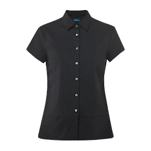 NNT Womens Stretch Cotton Blend Cap Sleeve Shirt Classic Fit Black Shirt CATU2V-KarWorkwear