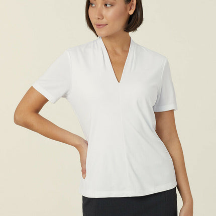 NNT Womens Matt Jersey V Neck Business Short Sleeve Formal Shirt Comfy CATUHP-KarWorkwear