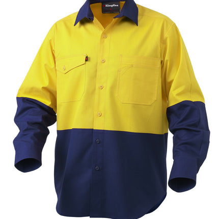 KingGee Mens Workcool 2 Hi-Vis Shirt Long Sleeve Button Up Work Workwear K54870-KarWorkwear