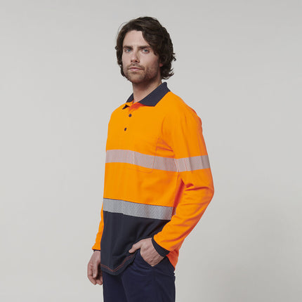 Hard Yakka Mens Safety Work Long Sleeve HI VIS Taped Polo Y19619-KarWorkwear