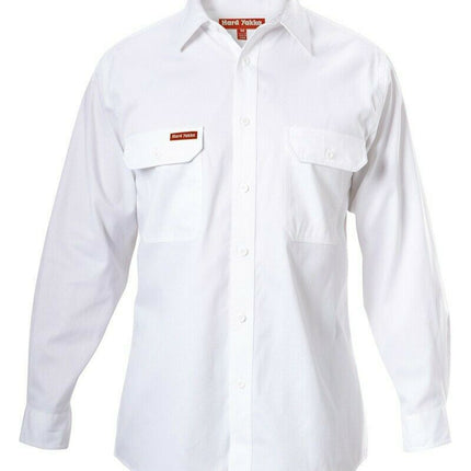 Hard Yakka Long Sleeve Cotton Drill Work Shirt Tradie Safety Button Y07500-KarWorkwear
