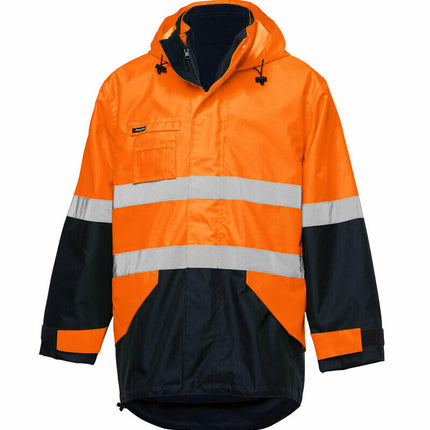 KingGee 4 in 1 Waterproof Jacket Fleece Insulated Hood Safety Hi-Vis K55300-KarWorkwear