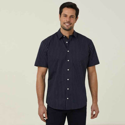 NNT Mens Avignon Pinstripe Short Sleeve Shirt Casual Regular Fit Business CATJDM-KarWorkwear