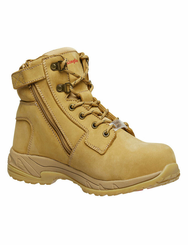 KingGee Womens Tradie Zip Work Safety Boots Nubuck Leather Comfortable K27380-KarWorkwear