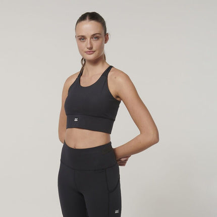 Hard Yakka Womens Form-Fitting Workout  Top Stretch Sport X Work Crop Y08060-KarWorkwear