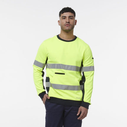KingGee Mens Hi Vis Reflective Safety Spliced Work Crew Neck Fleece K55058-KarWorkwear