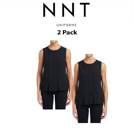NNT Womens 2 Pack Sleeveles Pleat Front Silhouette Lightweight Blouse CATU5Q-KarWorkwear