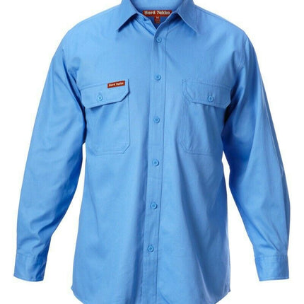 Hard Yakka Long Sleeve Cotton Drill Work Shirt Tradie Safety Button Y07500-KarWorkwear