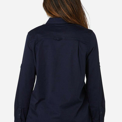 Womans Elwood Workwear Work Utility Stretch Twill Shirt Roll Up Sleeves EWD701-KarWorkwear