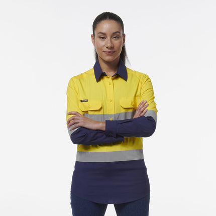 KingGee Women Workcool Vented Closed Front Reflective Shirt K44230-KarWorkwear