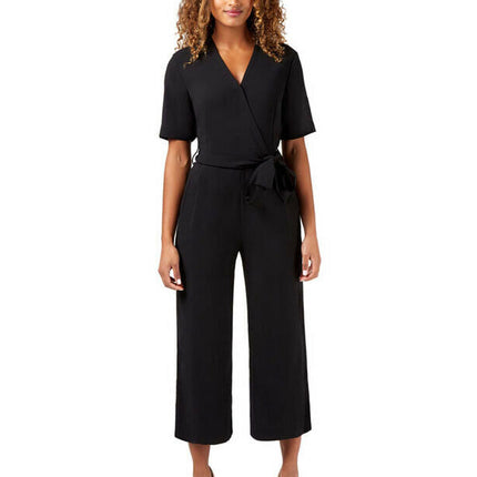 NNT Womens Short Sleeve Formal Jumpsuit Invisible Button Pleats Waist Tie CAT3RT-KarWorkwear