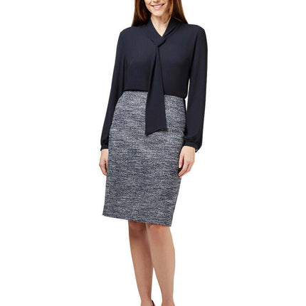 NNT Womens Formal Long Sleeve Tie Neck Blouse Soft Georgette Business CATUG4-KarWorkwear