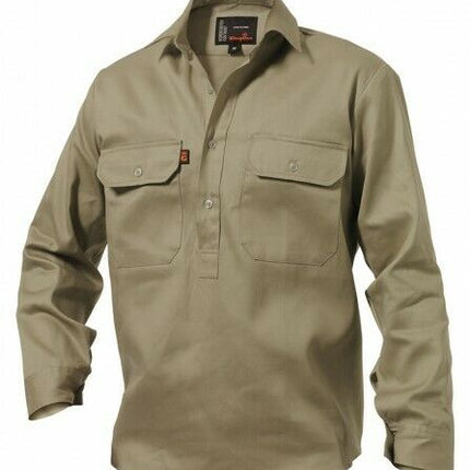 KingGee Closed Front Drill Shirt Reinforced Stitching Tough Work K04020-KarWorkwear