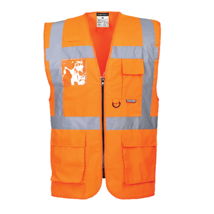 Portwest Berlin Executive Vest Hi Vis Front Zip Open Reflective Work Safety S476-KarWorkwear