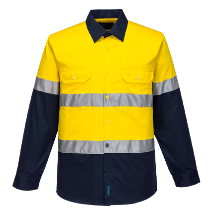Portwest Mens Prime Mover Taped Hi-Vis Lightweight Long Sleeve Shirt Work MA801-KarWorkwear