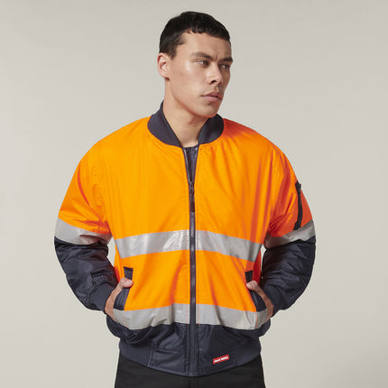Hard Yakka Mens 2 Pack Core Hi Vis 2 Tone Taped Waterproof Bomber Jacket Y06675-KarWorkwear